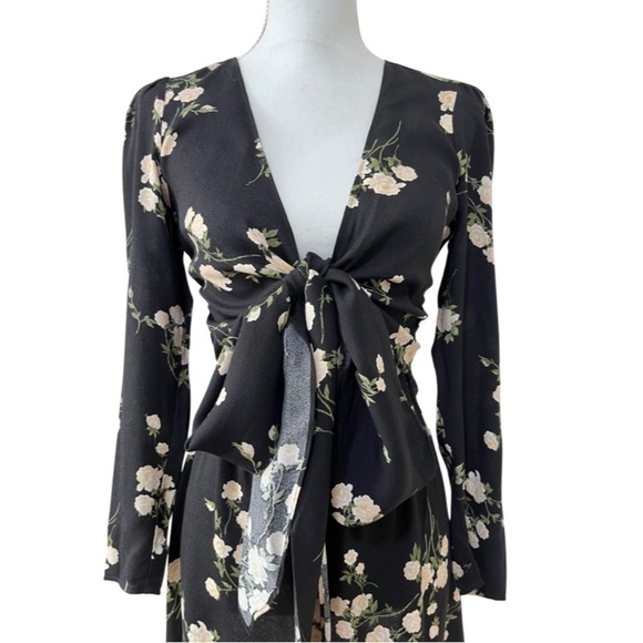 Reformation Floral Wrap Zircon Mini Dress Size 0 Contessa Tie Front Cocktail NWT - Picture 8 of 13